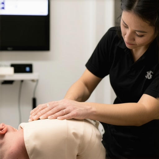 Chiropractic adjustment session with soft tissue therapy tools