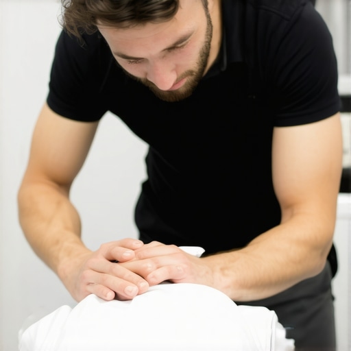 Athlete getting chiropractic adjustment in a professional clinic setting