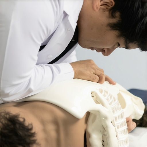 Chiropractor performing a precise spinal adjustment using imaging technology for optimal neural communication.