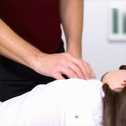 Chiropractor performing precise spinal adjustment on patient