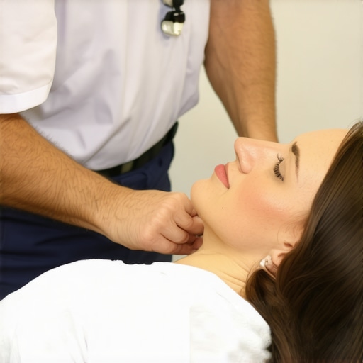Chiropractic professional adjusting a patient's spine for injury recovery.