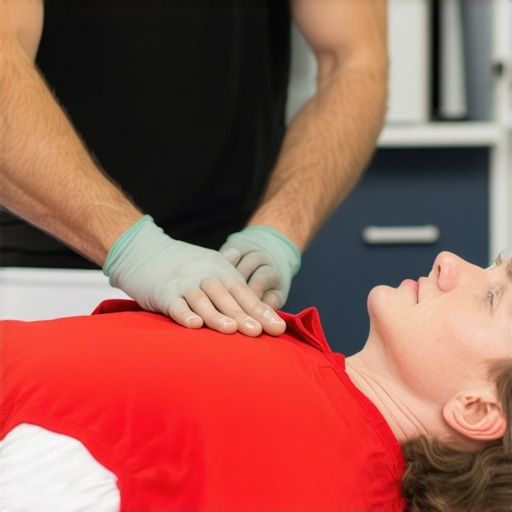 Athlete receiving chiropractic adjustment from a sports therapist in a clinical setting