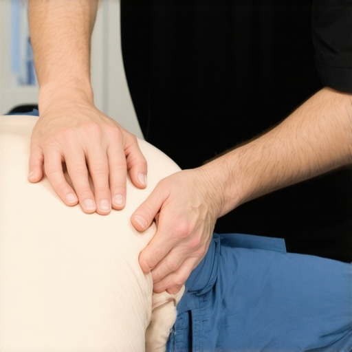 Chiropractor performing spinal adjustment on a patient