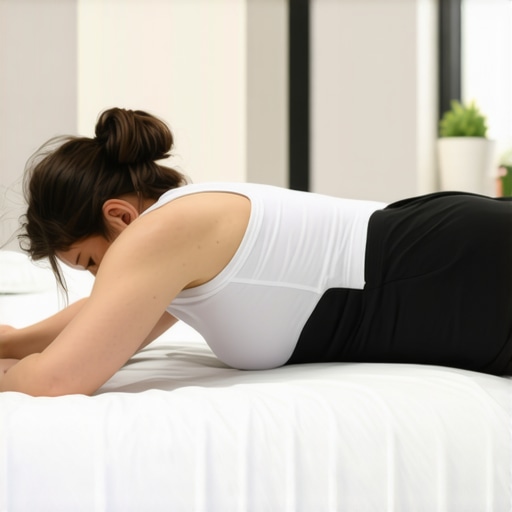 Person lying on their back doing gentle knee rocking exercises to improve lower back mobility.