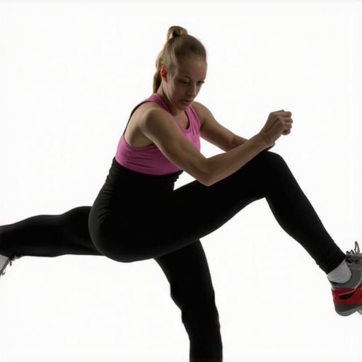 Person demonstrating hip leg swings to improve mobility