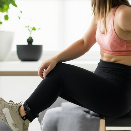 Person performing foam rolling exercises with recovery apps nearby