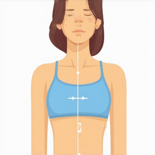 Person performing diaphragmatic breathing to relax lower back muscles.