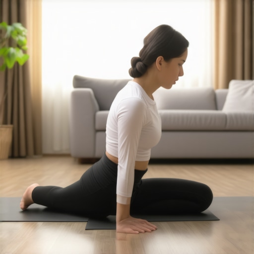 Individual doing hip stretches to improve posture and alleviate back pain