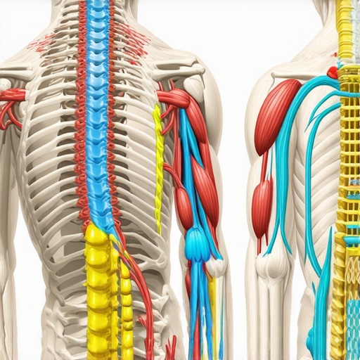 Holistic Back Pain Relief System Diagram depicting spine, nerves, and muscles working together for back health.
