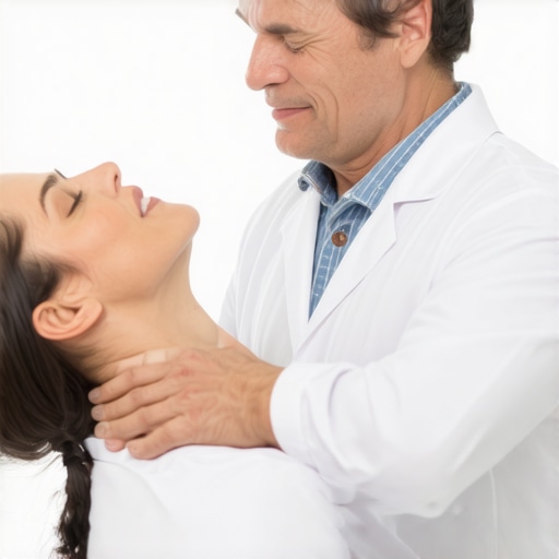 Doctor guiding a patient through safe neck stretches and mobility drills