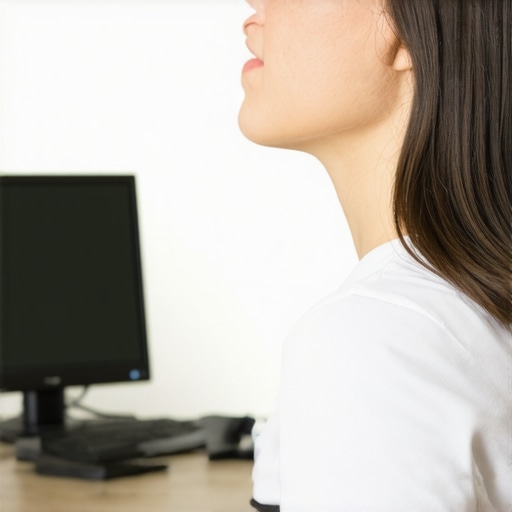 Neck Reset Exercise Session Person sitting at desk doing neck mobilization exercise for alignment