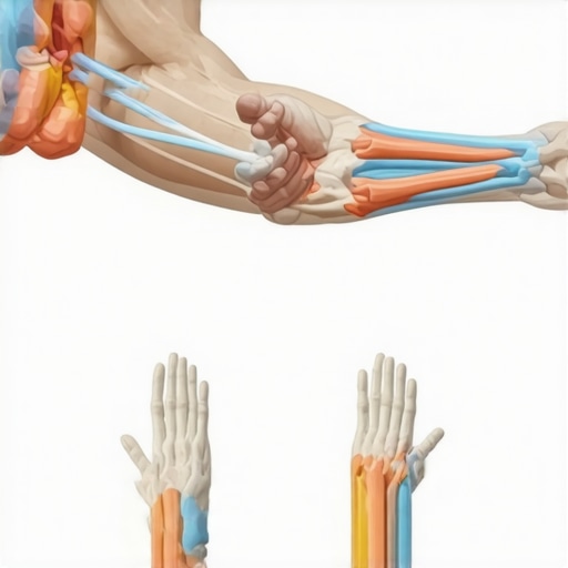 Nerve Flossing Technique for Elbow Pain Illustration of arm and wrist positions for nerve flossing drill to relieve elbow pain