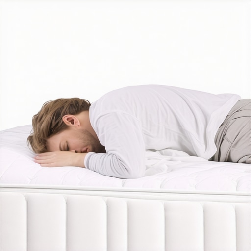 Diagram of a person lying on a supportive mattress with correct spinal alignment