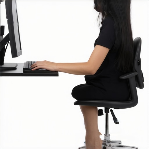 Person modifying their office chair to improve ergonomic setup for neck and back health