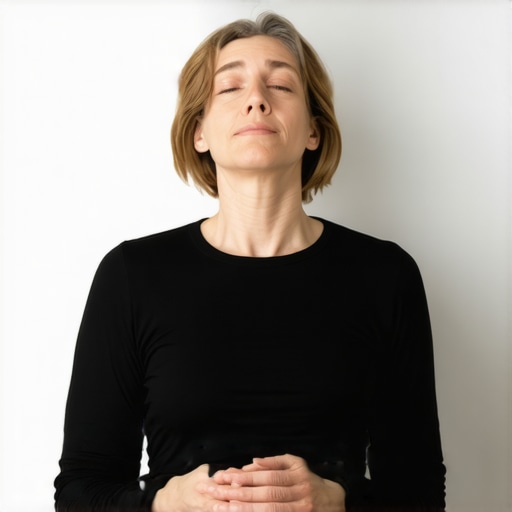 Person lying down, practicing deep belly breathing to relax back muscles