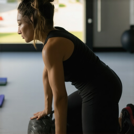 Individual performing foam rolling exercise on lower back to improve flexibility and relieve pain.