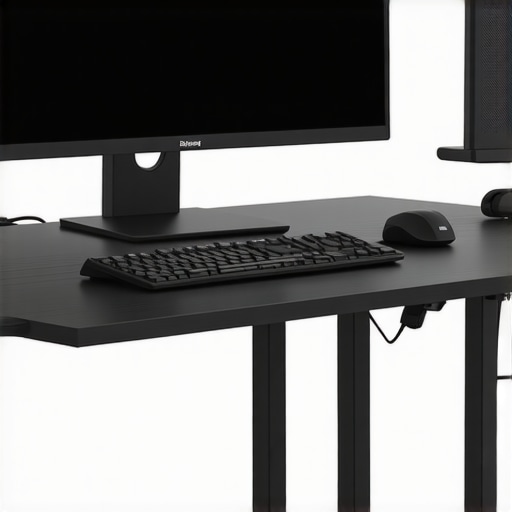 A person adjusting their standing desk to the proper ergonomic height with a monitor at eye level.