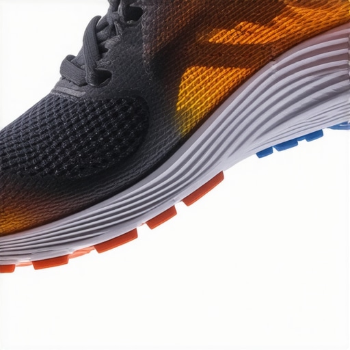 Close-up of worn running shoes highlighting sole degradation and internal cushioning issues.