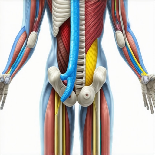 Illustration of nervous system and muscle connections related to sports injury recovery.
