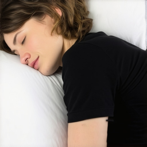 Person sleeping on side with pillow between knees supporting spine alignment