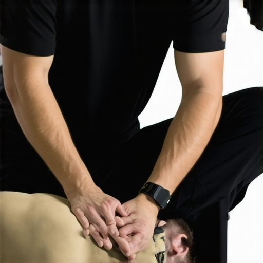 Chiropractor adjusting athlete's hip for better knee stability.