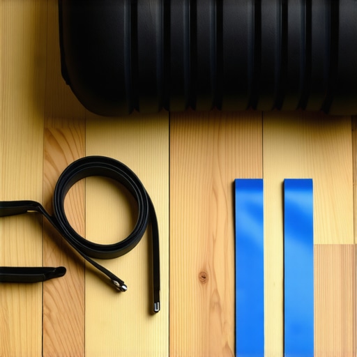 Foam roller, lumbar support pillow, and resistance bands arranged for back care routines.