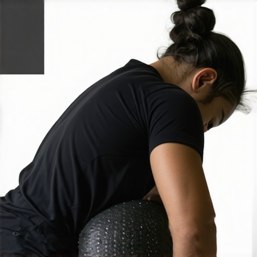 Person rolling out their back with a textured foam roller to improve mobility and prevent pain