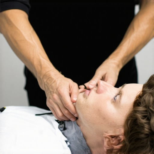 Chiropractor performing spinal adjustment on patient