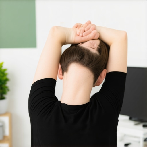 Person doing slow neck circles to improve flexibility