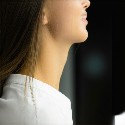 Jaw and neck stretching exercises for pain relief. Individual doing jaw and neck exercises to alleviate stiffness.