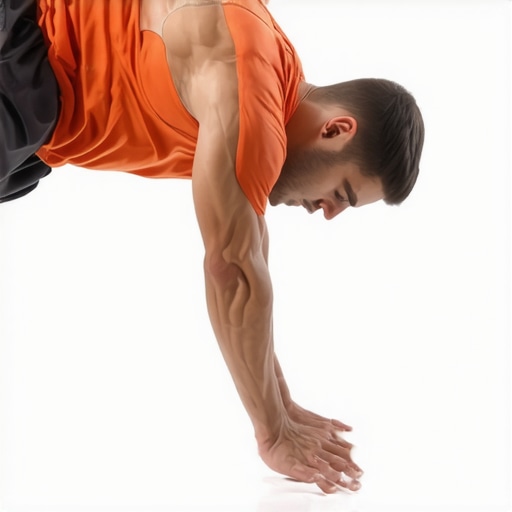 Person demonstrating engaging deep core muscles during a plank to protect the lower back.