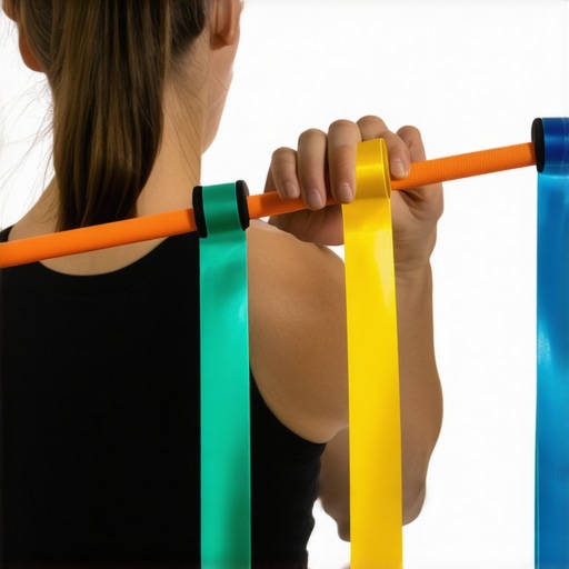 Person performing shoulder exercises with resistance bands