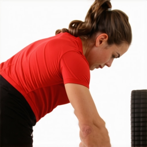 Individual rolling their back with a foam roller to maintain spinal flexibility.