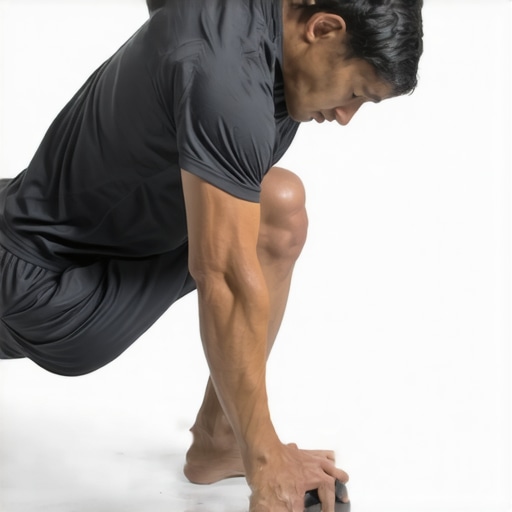 Self-myofascial Release with Lacrosse Ball Individual using a lacrosse ball to release muscle tension on their lower back in a gym environment.