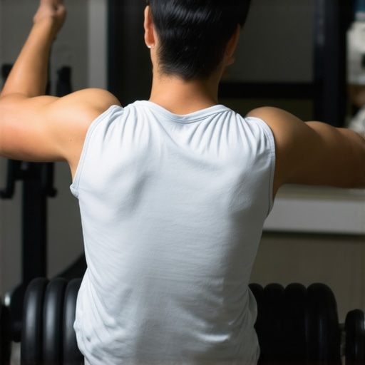 Self-therapy with Foam Roller for Back Mobility Individual rolling their back with a foam roller in a gym setting for back pain relief.