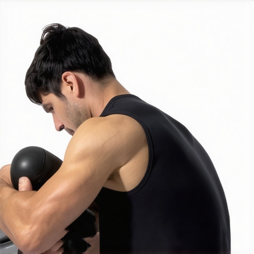 Individual rolling their upper back with a foam roller to improve flexibility and reduce tension.