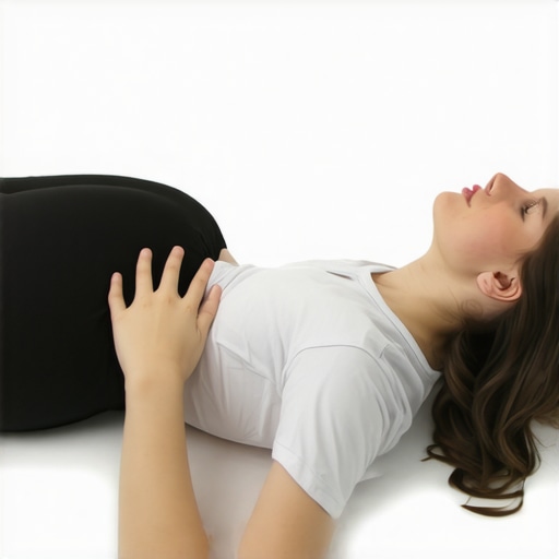 The 90/90 Diaphragmatic Breathing Drill A person performing a 90-90 breathing exercise to relieve lower back pain and expand the rib cage laterally.