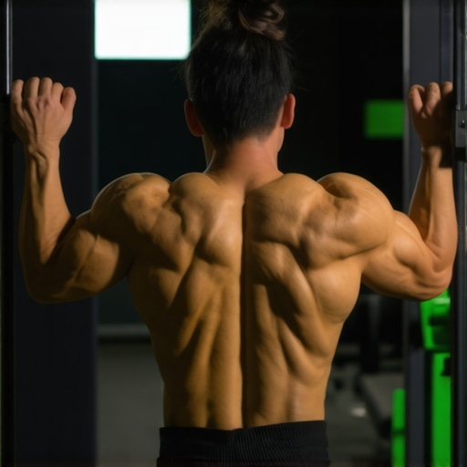 Close up of shoulder blade muscles engaged during a dip to prevent injury.