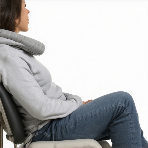 Person using heat therapy for neck pain relief