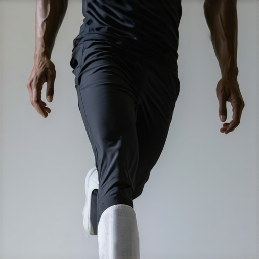 Athlete performing single-leg landing drills for sports rehab and explosive power recovery.