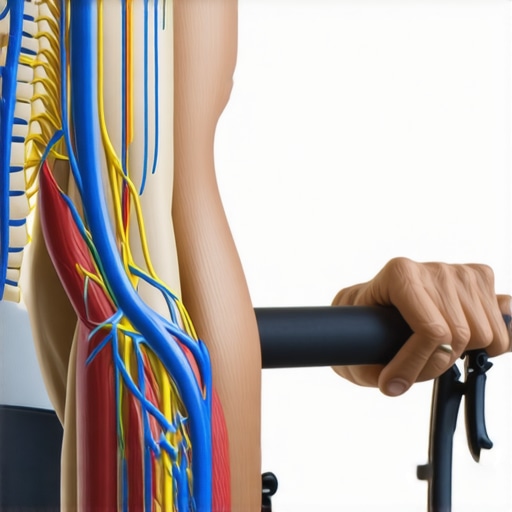 Diagram of nerve pathways from the neck to the hand for cycling ergonomics.