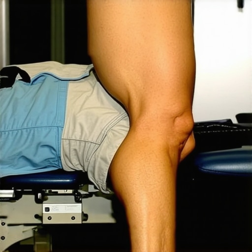 Professional chiropractor checking patient pelvic alignment via leg length