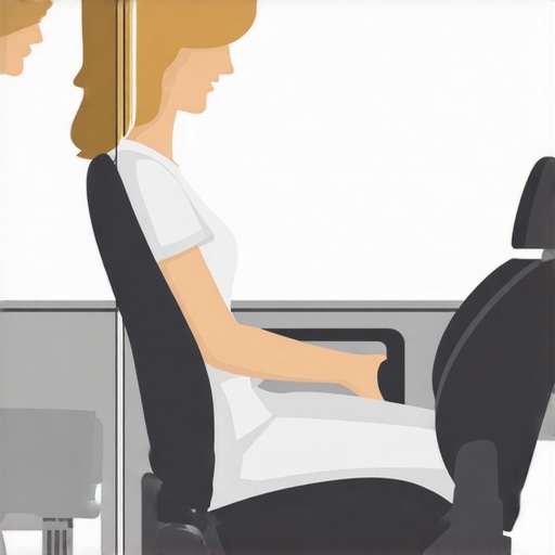 Diagram showing the ideal car seat angle and pelvic positioning for long distance driving to prevent back pain.