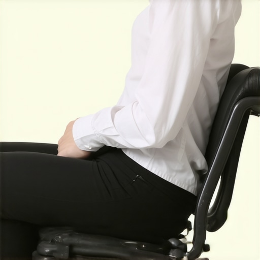 Diagram of a pelvis on a chair showing weight distribution shifting away from the tailbone.