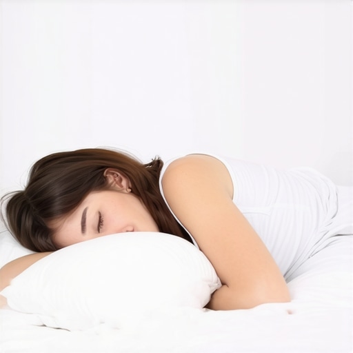 Person using a pillow between their knees for lumbar support while sleeping