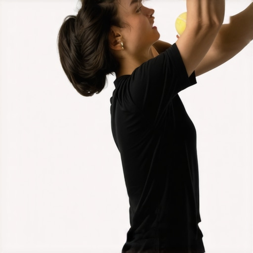 A person demonstrating the correct amount of pressure when using a tennis ball for back pain relief.