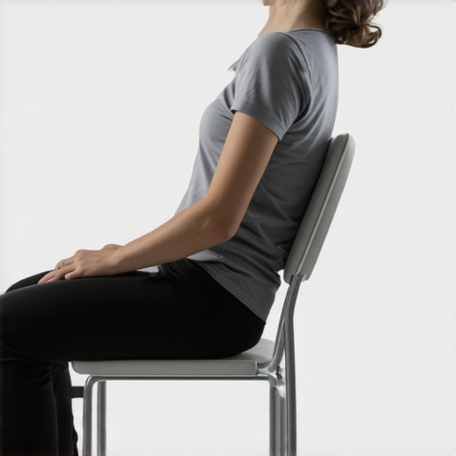 Illustration showing how a lumbar support and pelvic tilt reduce pressure on the L5-S1 disc.