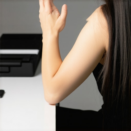 A person performs a median nerve glide exercise to relieve arm numbness and carpal tunnel symptoms.
