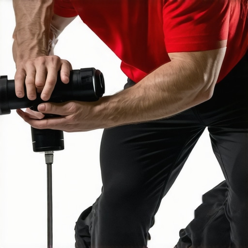 Effective Quad Recovery with Massage Gun Athlete performing lateral quad release with a massage gun to protect the knee joint.