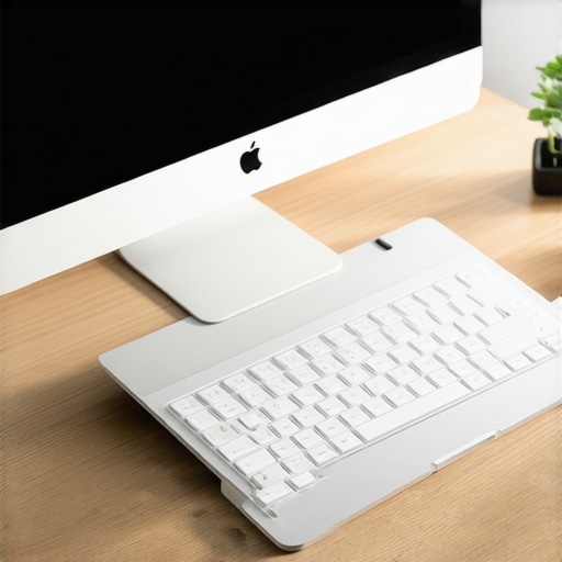 Ergonomic Home Office Setup for Spinal Health A laptop on an aluminum stand with an external split keyboard to prevent back and neck pain.